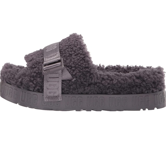 UGG Women’s Gray Fluffita Slipper Sandals, Shade Grey - Picture 5 of 10